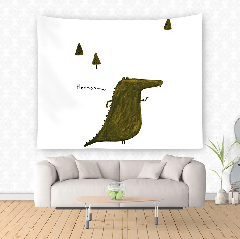 

Cartoon Painting Wall Tapestry Art Crocodile Fox Whale Animal Wall Cloth Tapestries Mandala Boho Decor Wall Carpet Throw Blanket