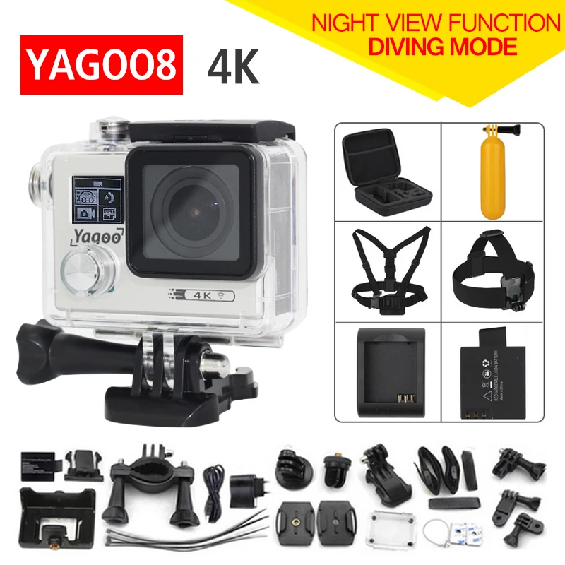 Original Yagoo8 remote Action camera Ultra HD 4K WiFi 1080P/60fps 2.0 LCD 170D lens Helmet Cam go waterproof pro camera