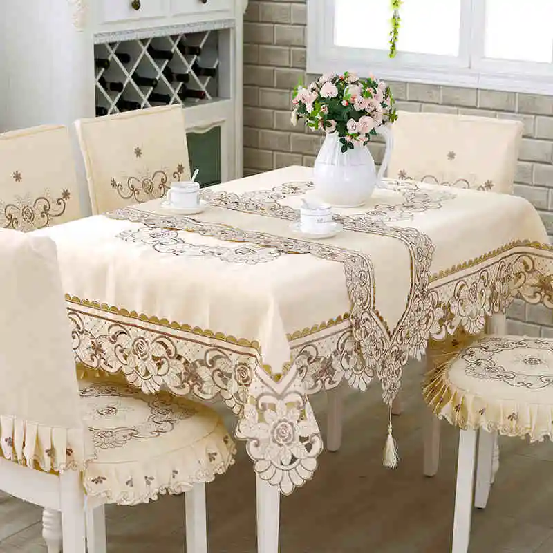

European 1Pcs Drawnwork Table Cloth Lace Embroidery Hollow Out Flower Tablecloth Table Desk Wedding Party Decor Dust Cover Decor