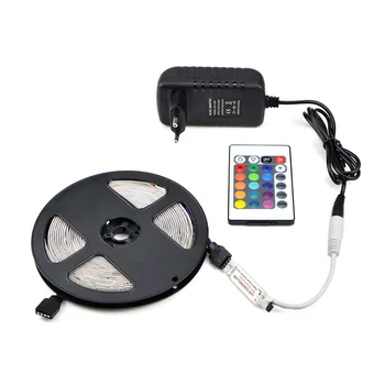 

DC12V 5M Waterproof /Non-Waterproof 2835 RGB LED Strip light String 24 44Key Remoter 3A Power Supply DIY Decor Holiday lighting