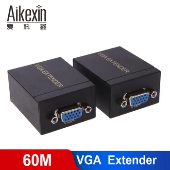 

Aikexin 60m VGA Extender Repeater VGA over RJ45 Cat5/6 Network Cable Up to 60m VGA UTP Extender (1 Transmitter+1 Receiver)