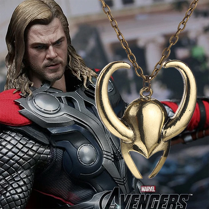 Collar de thor 2 the dark world para hombre y mujer, colgante de casco Loki, joyería de oro antigua vintage para hombres y mujeres, venta al por mayor