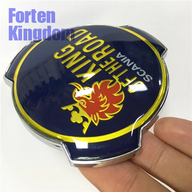 Forten Kingdom 1 шт. подходит Scania King Of The Road Синий хром логотип автомобиля Передняя решетка, эмблема на решетку 80 мм ABS грузовик значок 1401610