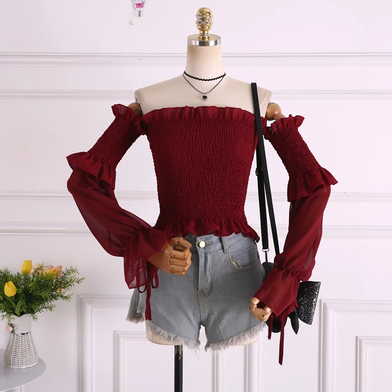 Дизайнерская мода camisas Весна Осень Сексуальная Блузка женская укороченный топ