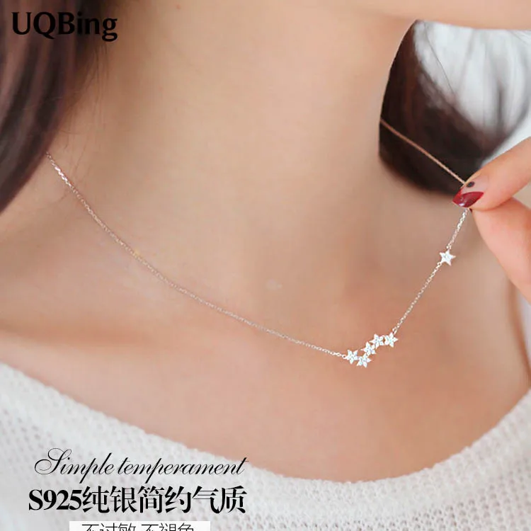 Drop Shipping 925 Sterling Silver Chain Necklaces Star Pendants&Necklaces Jewelry Collar Colar de Plata