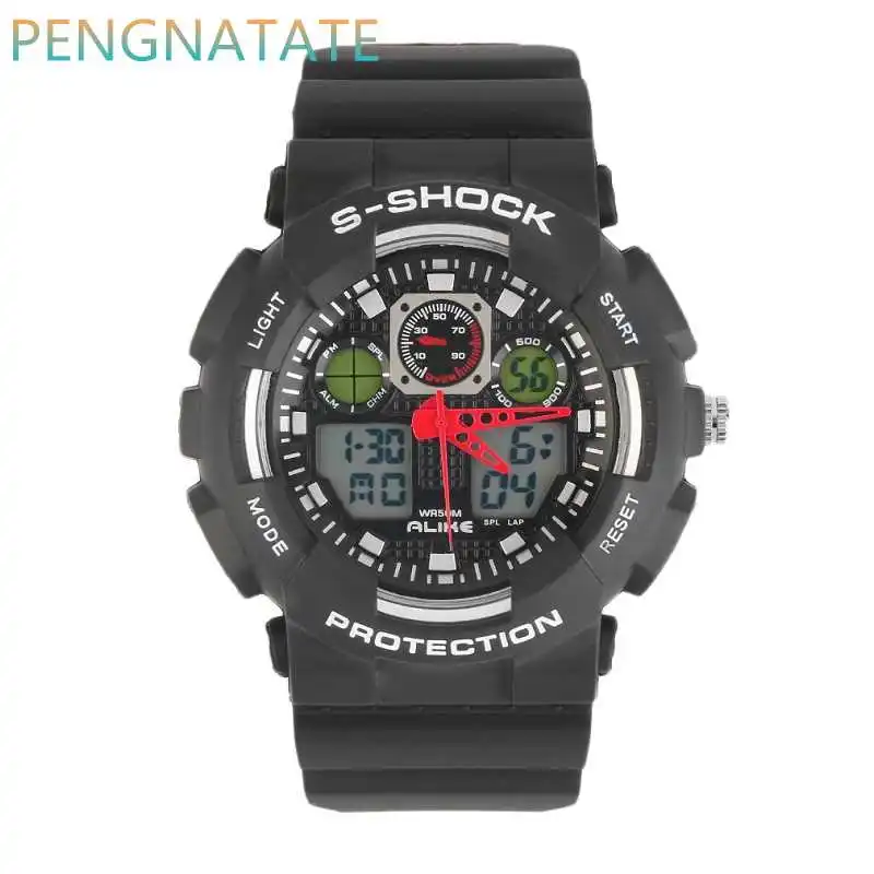

ALIKE Fashion Watch Men Waterproof LED Sports Military Watch Shock Resistant Men's Analog Quartz Digital Watch Relogio Masculino