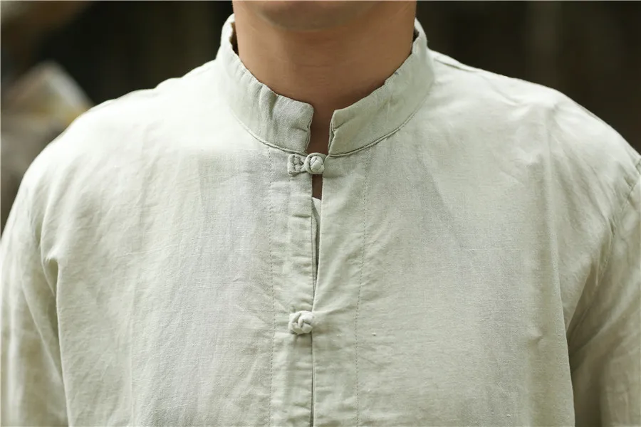 Летняя мужская рубашка в китайском народном стиле в стиле ретро из чистого льна, мужские рубашки, мужская рубашка