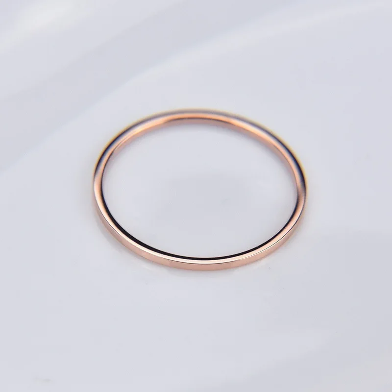 Женская мода, розовое золото, титановая сталь, круглое одноцветное обручальное кольцо для пары, женское однорядное кольцо 3, 4, 5, 6, 7, 8, 9, 10 размеров на выбор