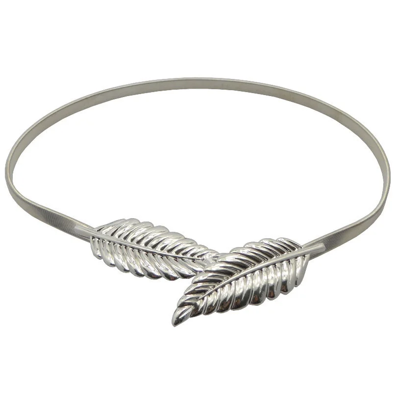 style 4 silver Эластичные ремни для женщин и девушек, тянущийся пояс на талию, Цветочный Пояс в форме листа, Свадебный дизайнерский металлический женский пояс, cinturones para mujer - Цвет: style 4 silver