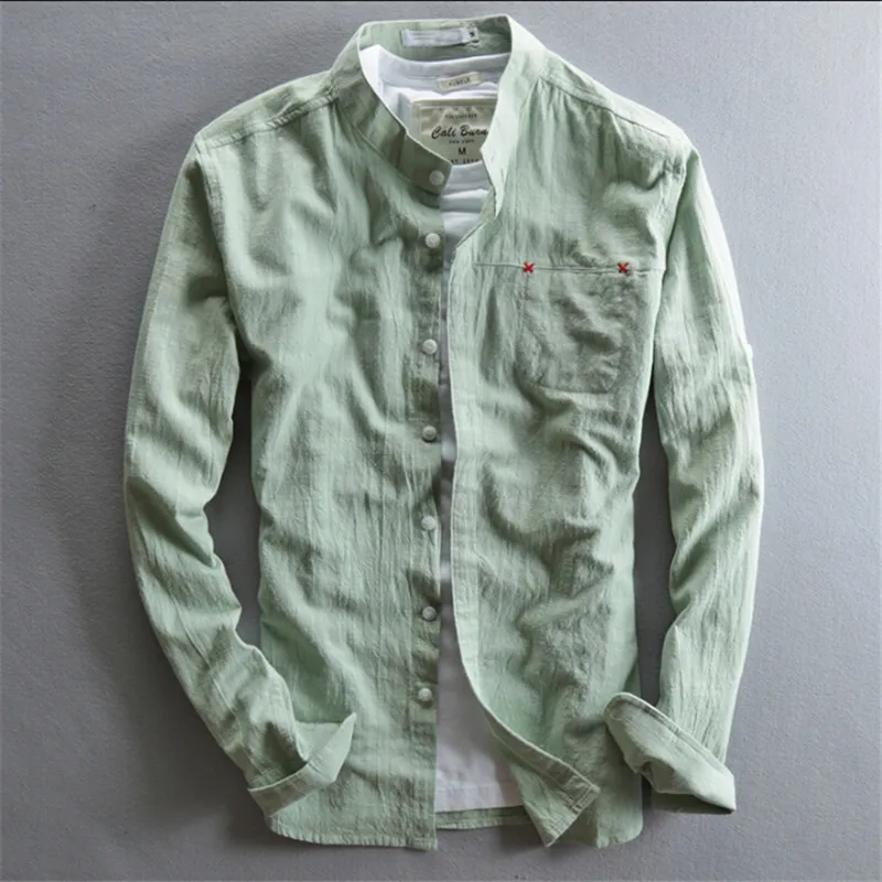 Achat 2018 Printemps Automne D été À Manches Longues Coton Et Chemises De Lin Chinois Style De Mode Casual Homme Slim Fit Chemises Wt998