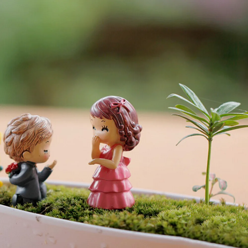 NEW Hot Sale Garden Craft Decoration Wedding Couple Lover DIY Resin Fairy Miniature Micro Gnome Terrarium Landscape Gift