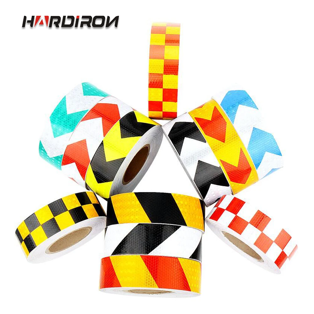 

HARDIRON 5cm Width High-bright Multi-color Twill Lattice Reflective Tape Car Corridor Road Safety Warning Stickers