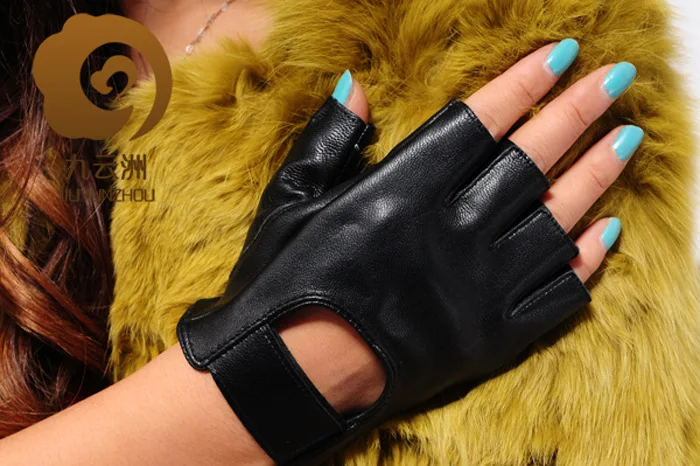 Женские мотоциклетные перчатки, половина из натуральной кожи перчатки, автомобиль фитнес росы палец перчатки, женские уличные спортивные перчатки