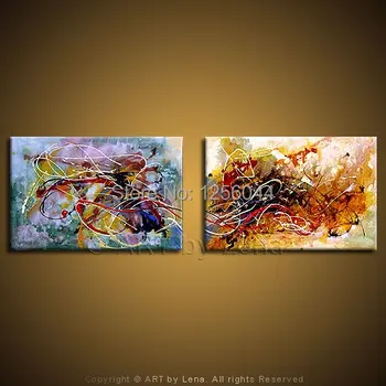 

wholesale 100% handmade oil painting modern wall art beauty living room paintings 2 panels wall canvas hand painted