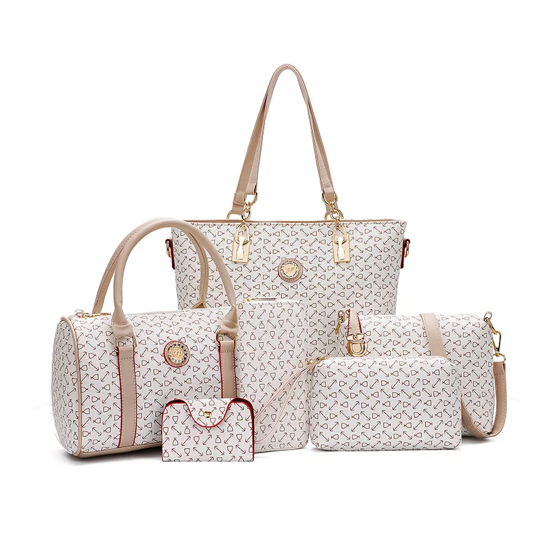 

6 Pieces Diaper Bags Set Designer Tote Cute Nursing Bag Mother's Maternity Stroller Bag Changing Bags