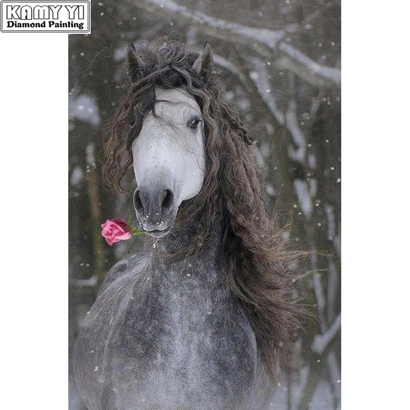 

5D DIY Full Square Diamond Painting Cross Stitch "Long hair horse" 3D Diamond Embroidery Rhinestone Mosaic Home Decor Gift
