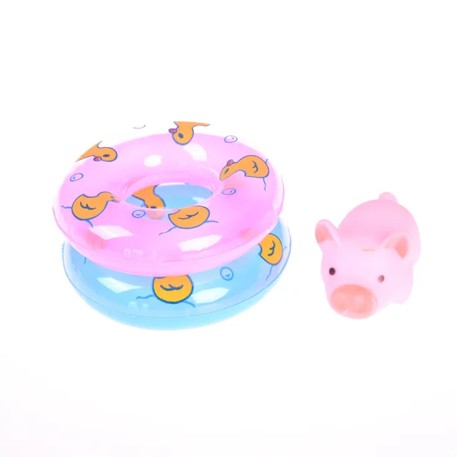 3pcs Cartoon Animals Swimming Water Soft Floating Rubber Pink Pigs Squeeze Sound Squeaky Bathing Toy For Baby Bath Toys Shower