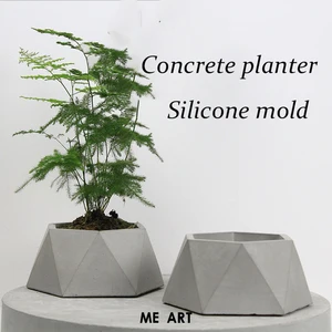 V004 Шестигранная многоугольная Форма ваза бетонный плантатор силиконовая форма для украшения дома цемент горшок для суккулента формы - изображение
