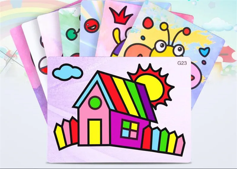 

2pcs/lot Kids DIY Color Sand Painting Art Creative Drawing Toys Sand Paper Art Crafts Toys for Children