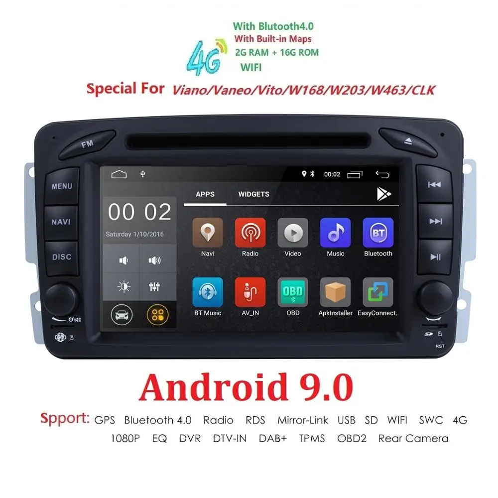 

In Stock 7"Android 9.0 Car DVD Player For Mercedes Benz CLK W209 W203 W463 W208 Wifi 3G GPS Bluetooth Radio Stereo audio media