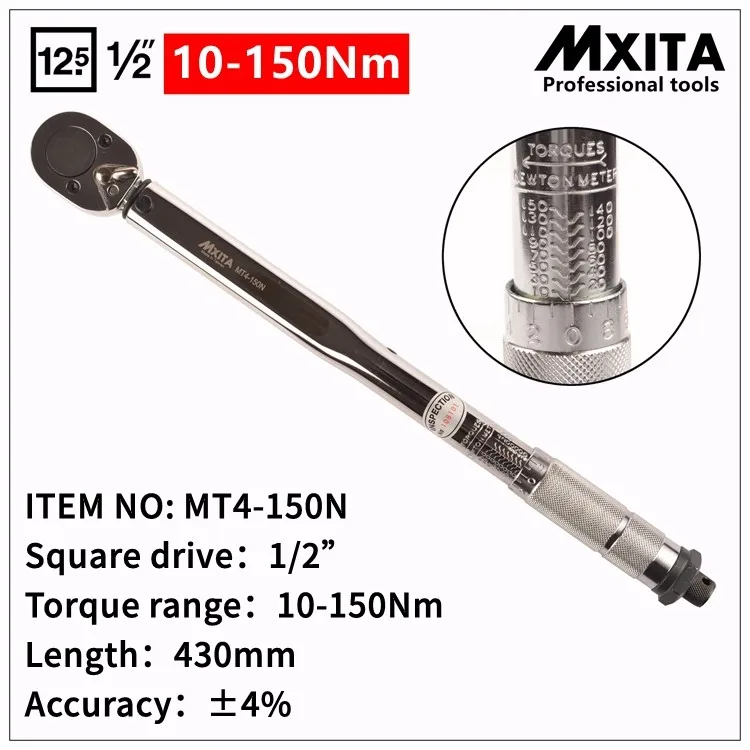 

1/2" 10-150N.m 28-210N.m Mxita TAIWAN Adjustable Torque Wrench Hand Spanner car Preset torque wrench auto tire repairing tool