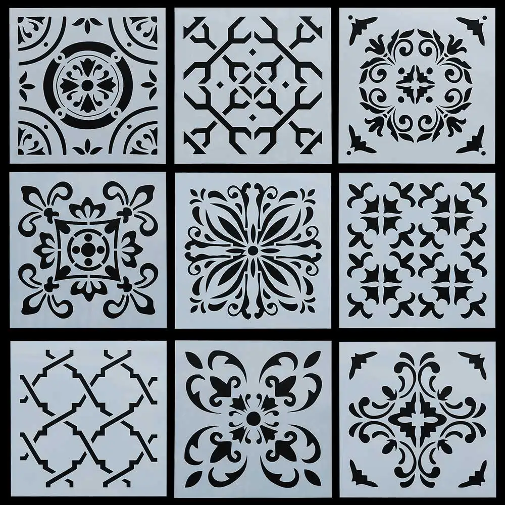 

9pcs/set DIY Craft Flower pattern Layering Stencils For Walls Painting Stamp Album Decor Embossing Paper Card Templete