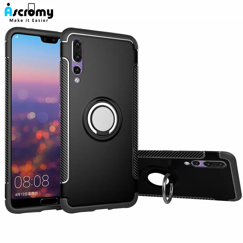 Ascromy Rugged Armor Case For Huawei P20 Lite Nova 3 Heavy Duty Protection Cover With Ring Holder Kickstand P10 |