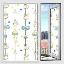 Милая Электростатическая пленка «замороженное стекло» с рисунком кролика из мультфильма, гостиная, спальня, детская комната, оконная пленка