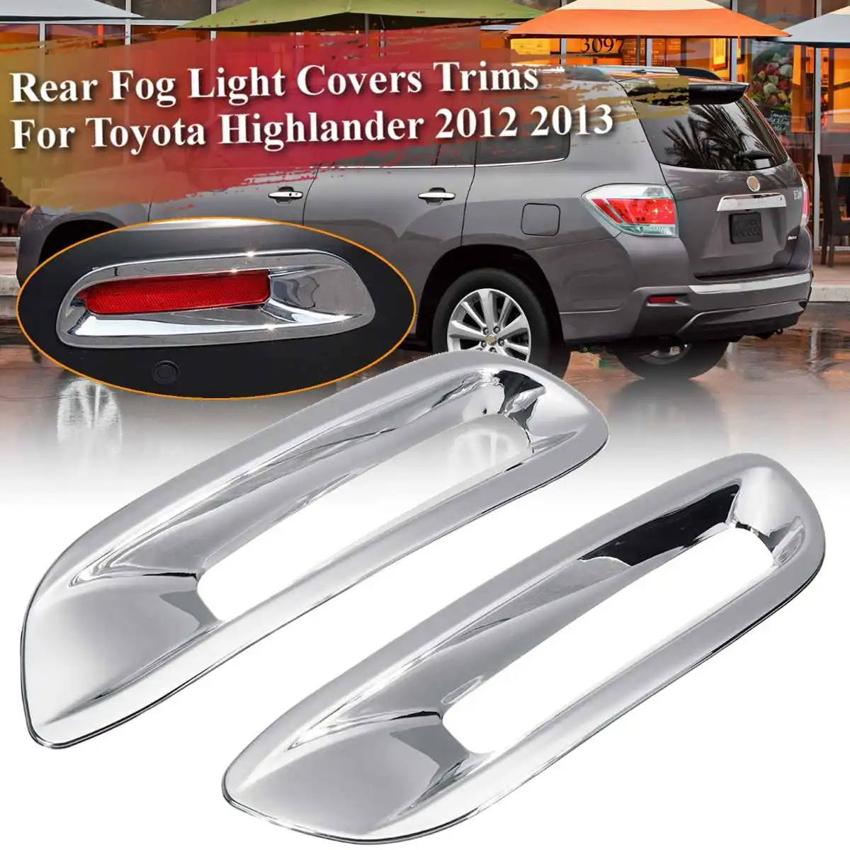Автомобильный задний противотуманный светильник накладка наклейка для Toyota Highlander 2012 2013 задний бампер декоративная лампа Стайлинг Защита хромированная