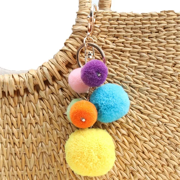 Exknl сумка брелок с кисточкой кольцо для женщин Мода Pom богемная подвеска помпон женский брелок летние ювелирные изделия в стиле "Бохо" подарок - Цвет: yellow1
