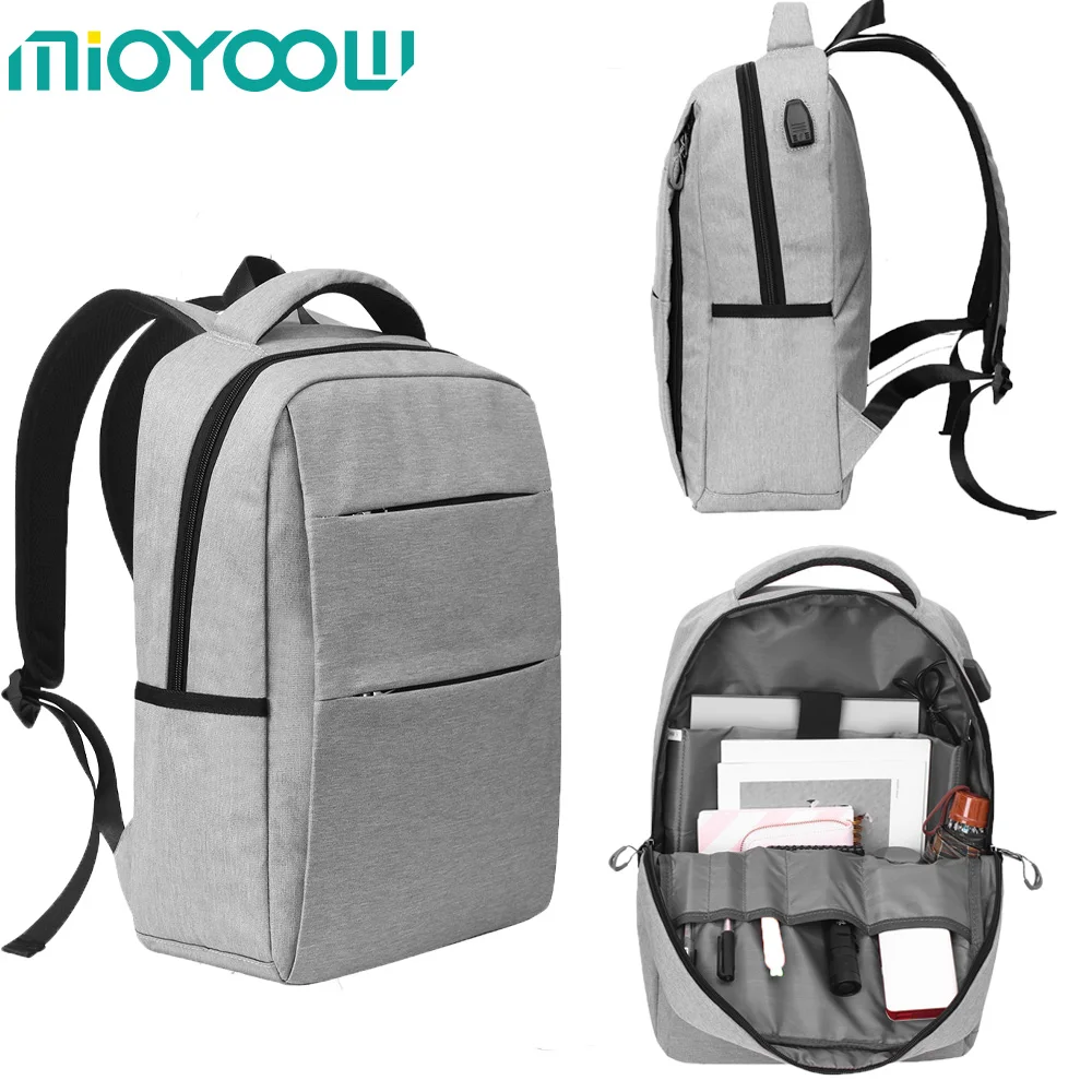 

MiOYOOW Laptop Backpacks Waterproof Men 15.6inch Multifunction Large capacity Backpack USB Charging Male Office Travel Bag