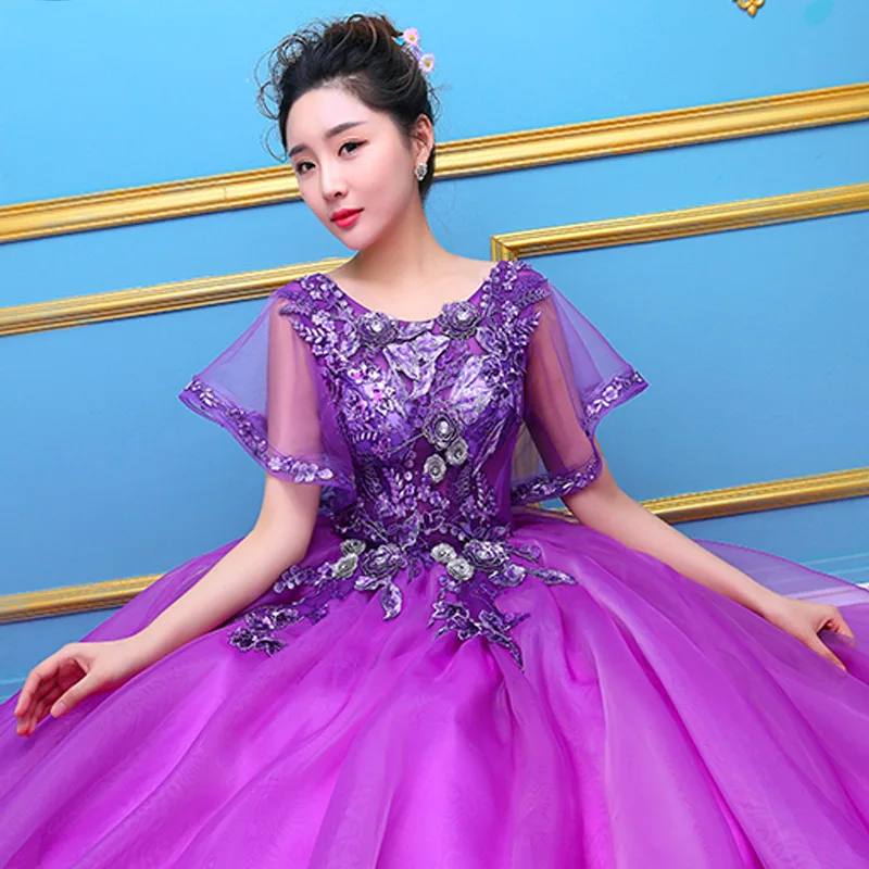 Бальное платье длинные фиолетовые платья для Quinceanera 15 милые пышные лет