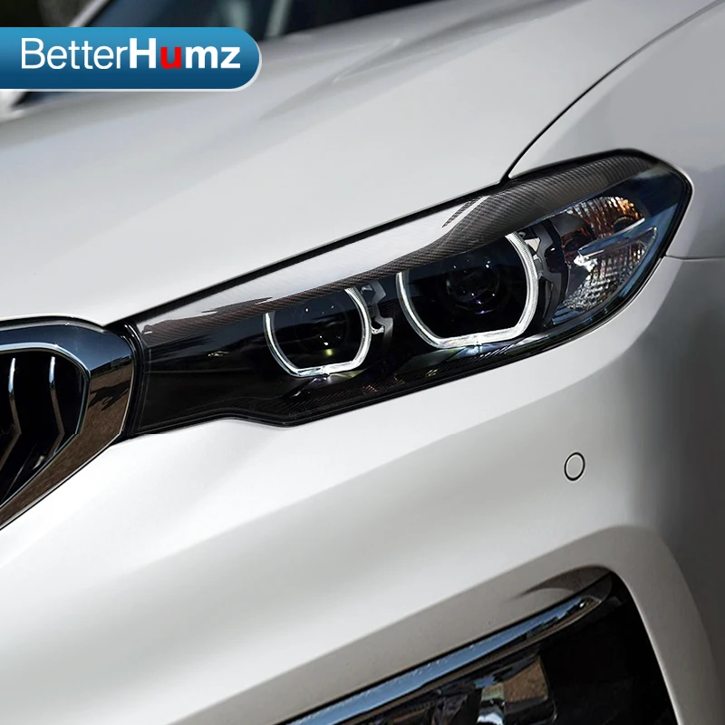 Для BMW G30 5 серии стайлинга автомобилей из углеродного волокна Верхняя и нижняя накладки на фары Накладка передняя фара брови аксессуары