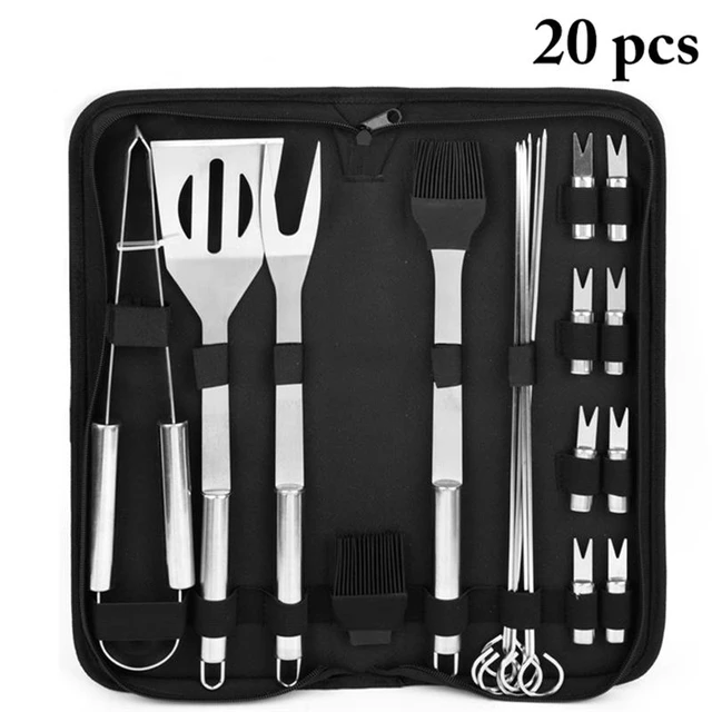 20pcs Stainless Steel BBQ Grill Tools Set Barbecue Accessories