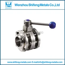 1.0″ 25mm stainless steel 304 sanitary three pieces weild butterfly valve