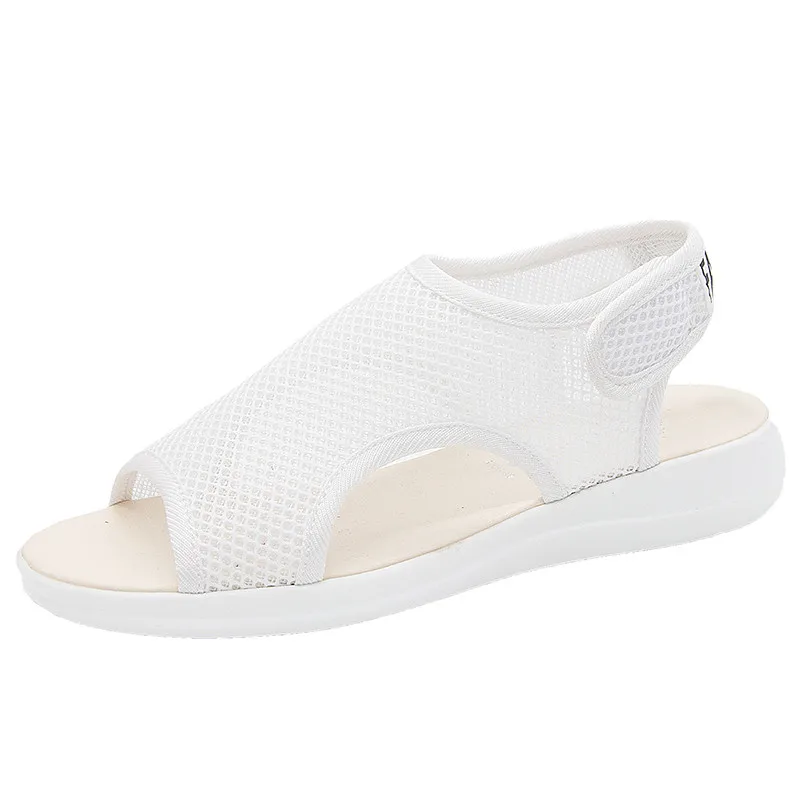 YOUYEDIAN/летние сандалии; повседневные сандалии; женская уличная спортивная обувь с открытым носком на плоской подошве; женская обувь; дышащие сандалии;# g3 - Цвет: Белый