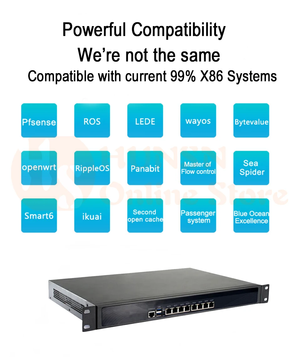 Firewall Mikrotik Pfsense VPN Network Security Appliance Router PC Intel Core I3 2367M,[HUNSN SA15R],(8Lan/2USB3.0/1COM/1VGA