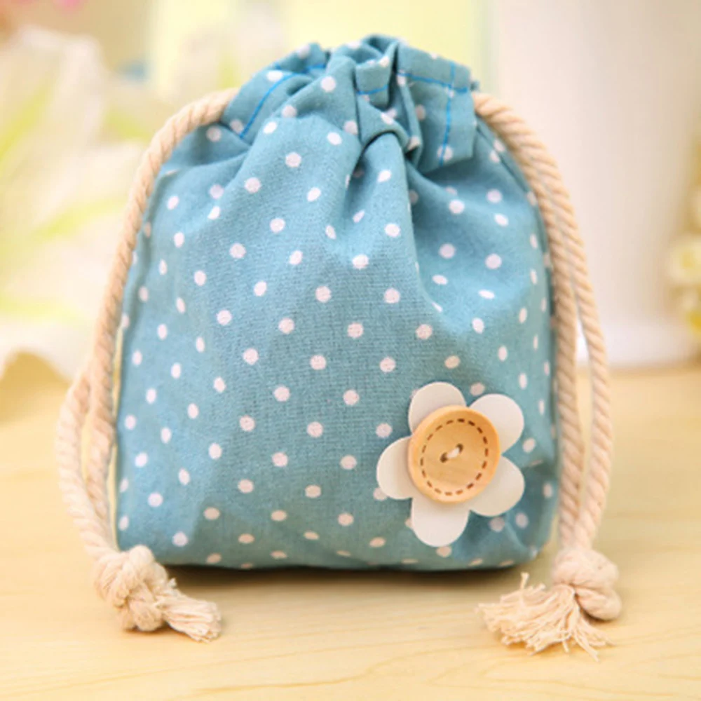 

Mini Cotton Drawstring Bag Polka Dot Candy Bags Package Pouch Storage Organizer Purse Key Card Wedding Party Favor Jute Gift Bag