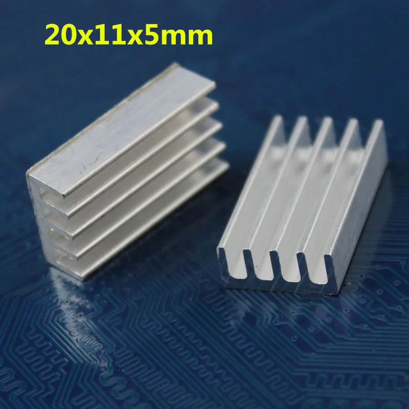 

100pcs 20x11x5mm DIY CPU Card Cooling Heat Sink Extruded LED Aluminum Heatsinks