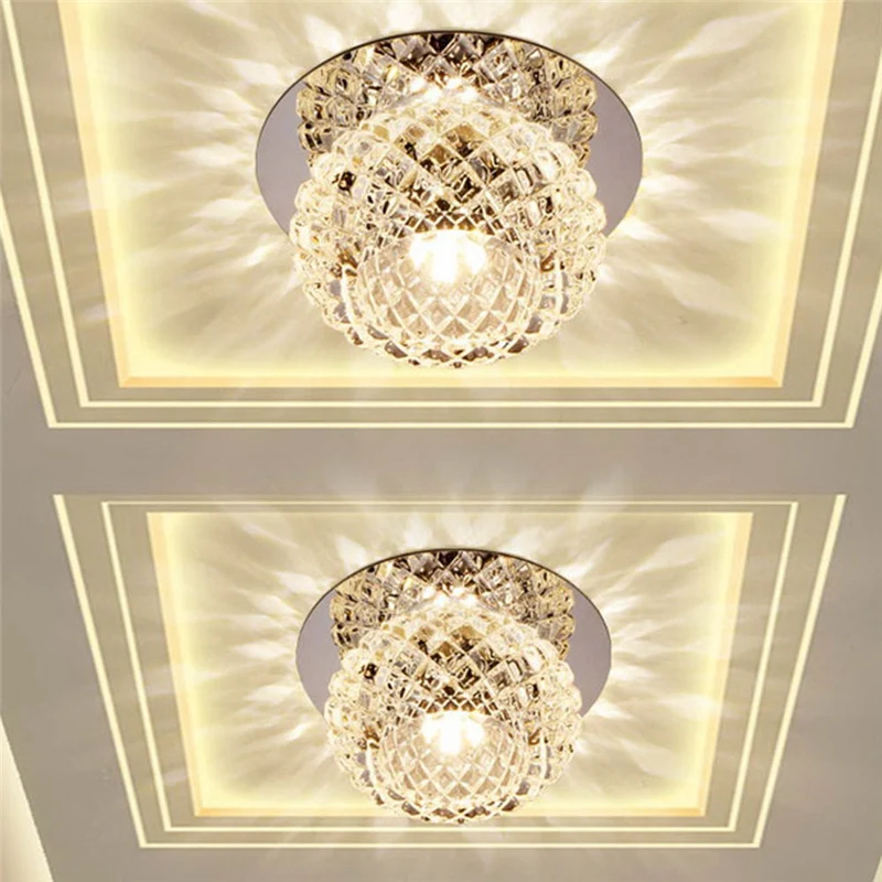 

5W Corridor Mirror Ceiling Lamp Aisle Veranda Lighting Down Crystal Mordern Flush Mounted LED Ceiling Lights For Living Room