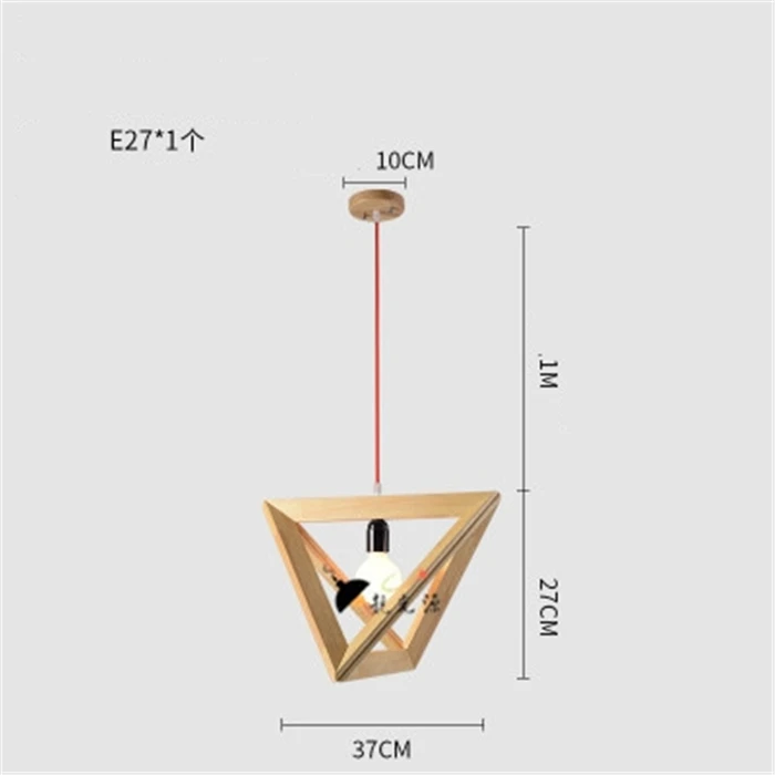 Деревянная подвеска с геометрией, Светильники для гостиной, столовой, ресторана, подвесной светильник, деревянная рамка, треугольная лампа, современный светильник - Цвет корпуса: Medium