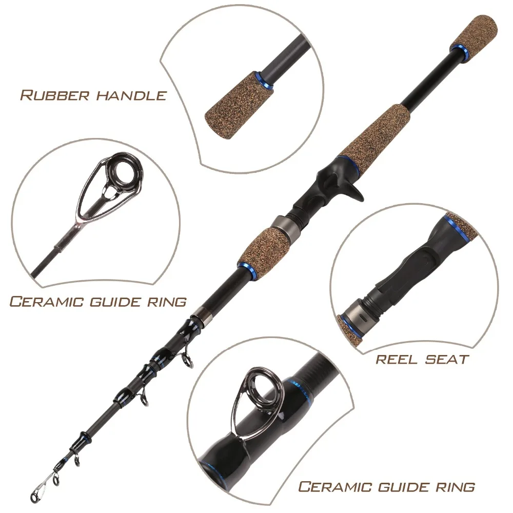 Sougayilang Telescopic Fishing Rod and Baitcasting Reel Sets Portable Lure Fishing Rod Kit Spinning Fishing Rod Rod Combo pesca