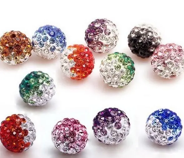 

10mm 50pcs/lot Mixed color in random Micro Pave Disco Ball Gradual Change Beads.jewerly making bead Lot! crystal Shamballa