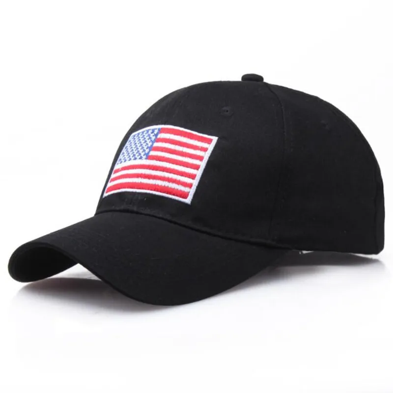 Новая Мужская бейсболка американский флаг вышивка хлопок шляпа Мода папа шляпа весна и осень хлопковая бейсболка для гольфа шляпы - Цвет: Black
