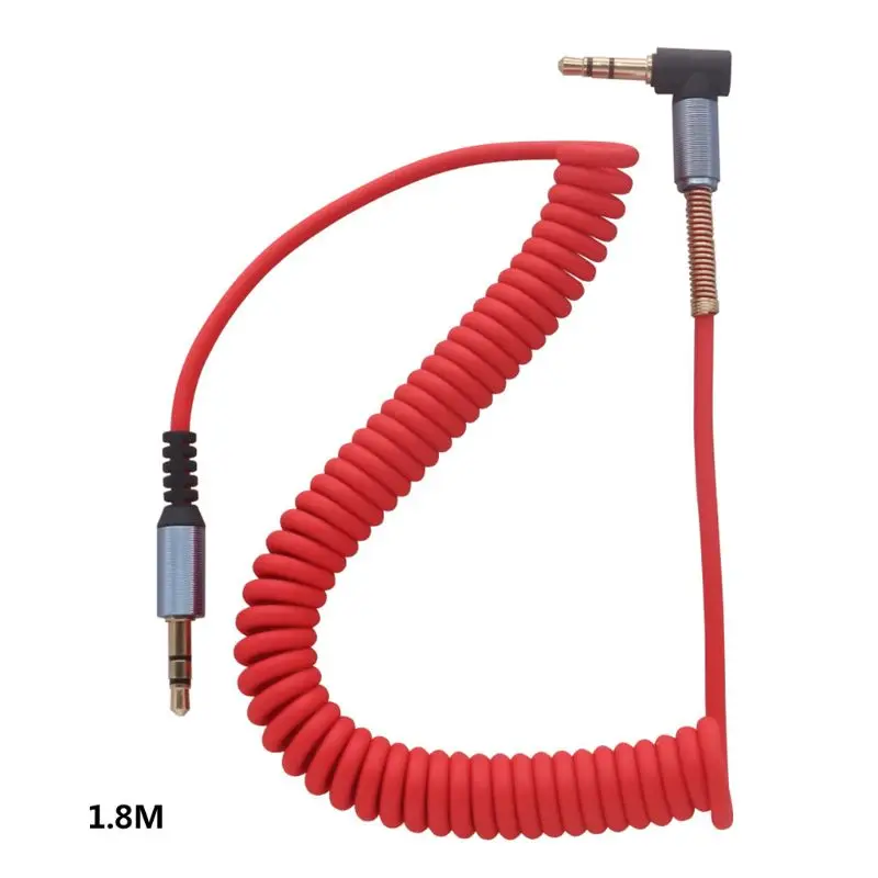 Новинка 3,5 мм аудио кабель 3,5 Jack папа-папа AUX шнур провод растягивающийся пружинный кабель для автомобильного телефона Наушники Аксессуары для динамиков - Цвет: Красный