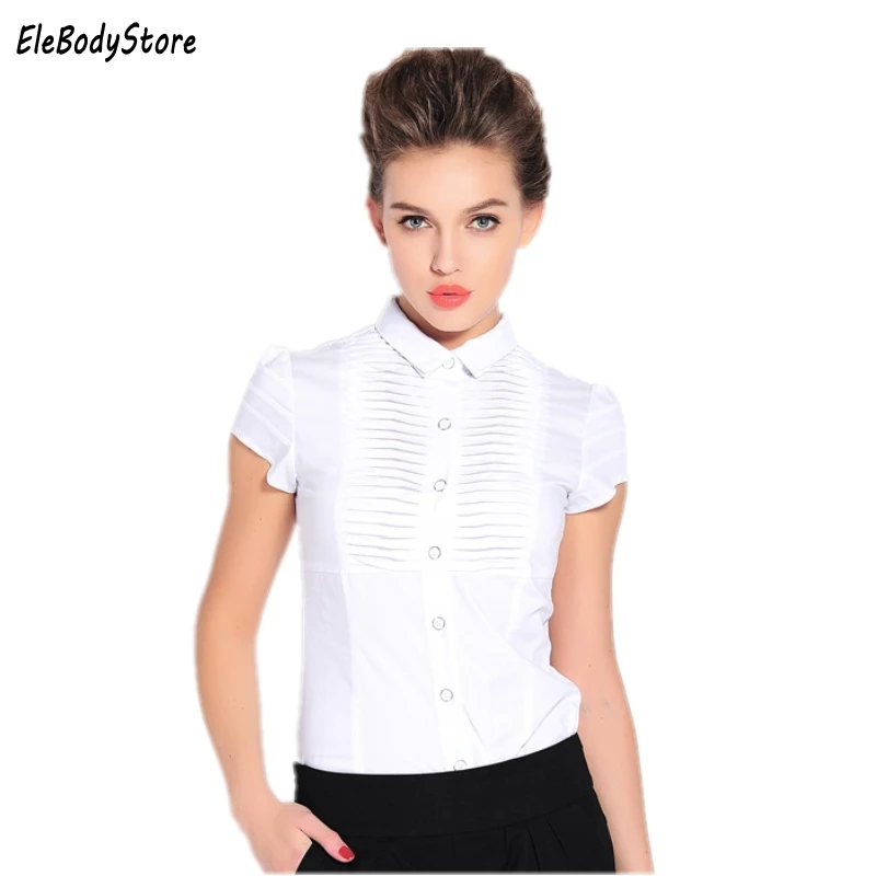 

Blouse Women Shirts Summer 2019 Fashion Office Short Sleeve Double Dollar Ruffle Tops Body Shirt Blouses For Work Plus Size