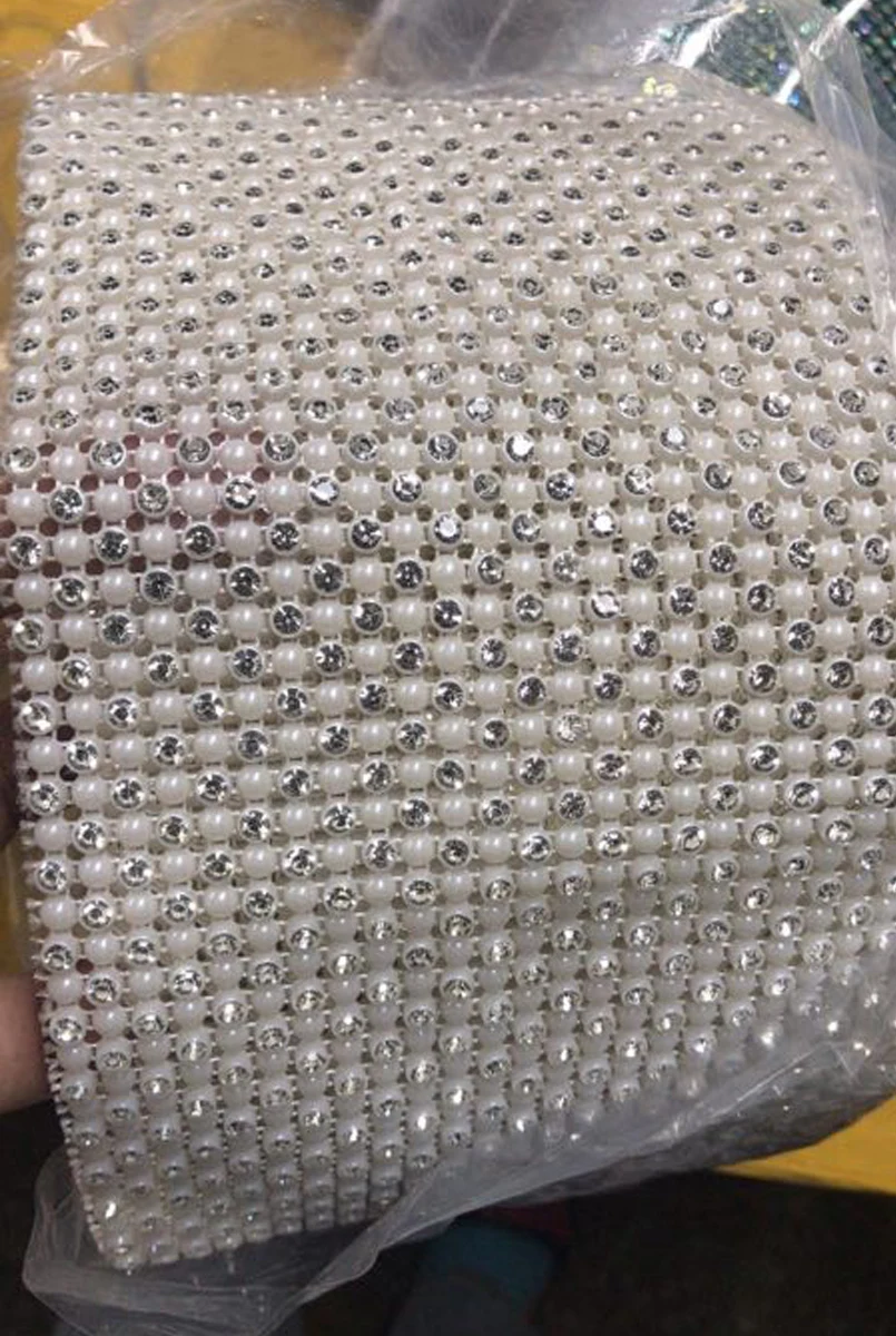 pearl rhinestone mesh 