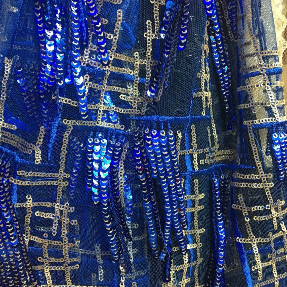 

LASUI New Beautiful 1 yard 6 color sequins tassel embroidery mesh lace fabric diy for Latin Dance/evening Dress fabric W0073