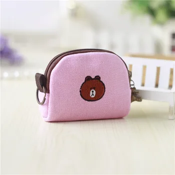 

Canvas stitch-work cartoon bear children coin purse women wallet small pouch money bag female carteira feminina for girls boys