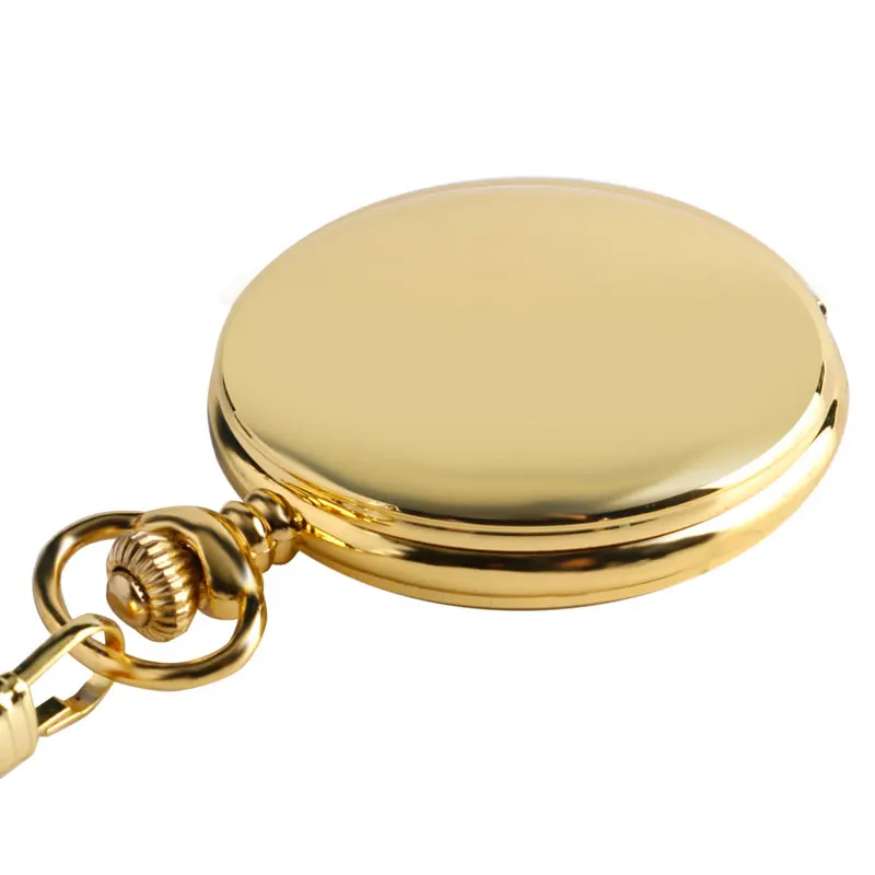 FOB Chain Pendant Antique Style Yellow Gold Glossy Smooth Case Steampunk Gift Fashion Full Hunter Quartz 5